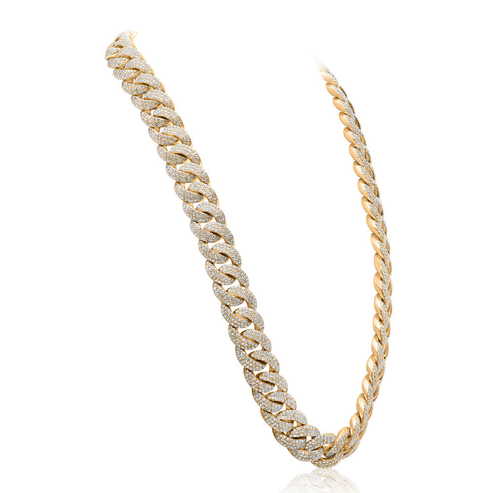 Yellow Gold & Diamond Pave Cuban Link Chain
