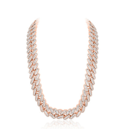 Rose Gold Baguette Diamond Cuban Chain