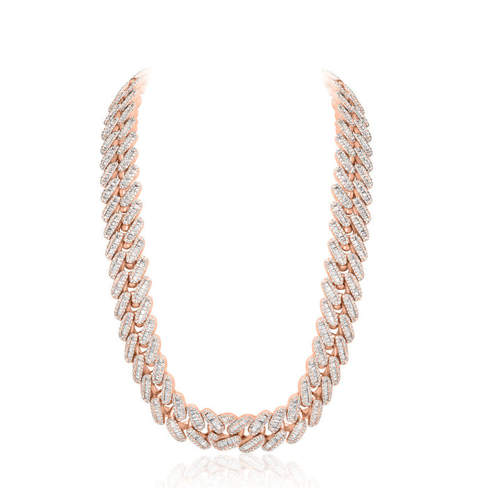 Rose Gold Baguette Diamond Cuban Chain