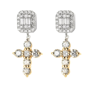 Cross Earrings With Baguettes