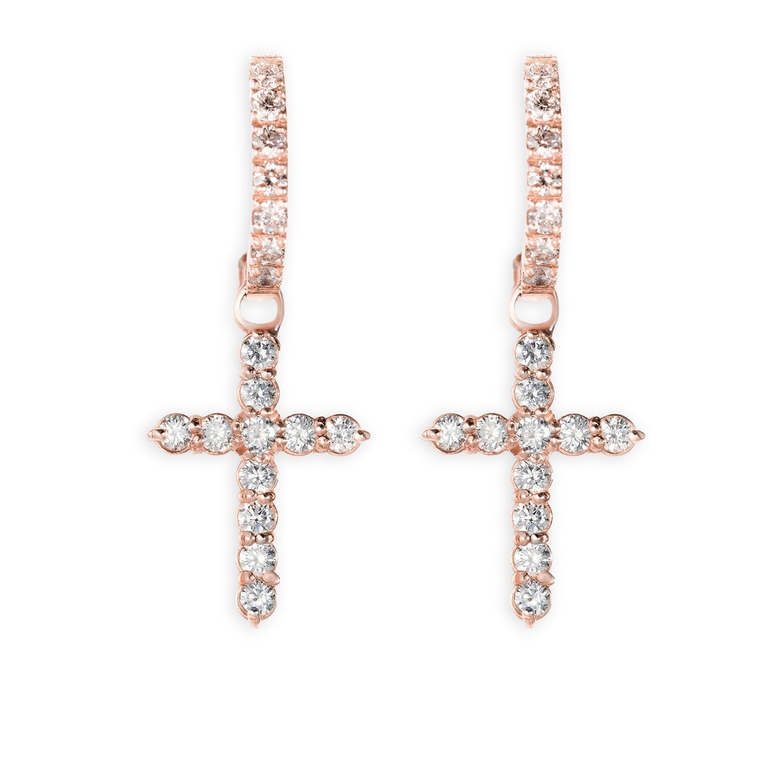 Diamond Cross Hanging Earrings
