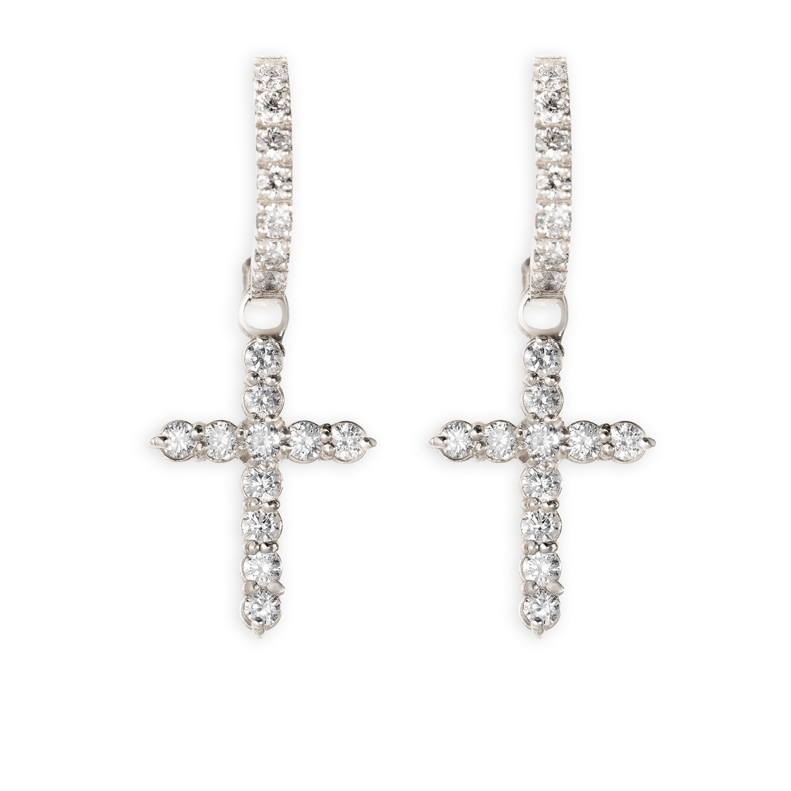 Diamond Cross Hanging Earrings