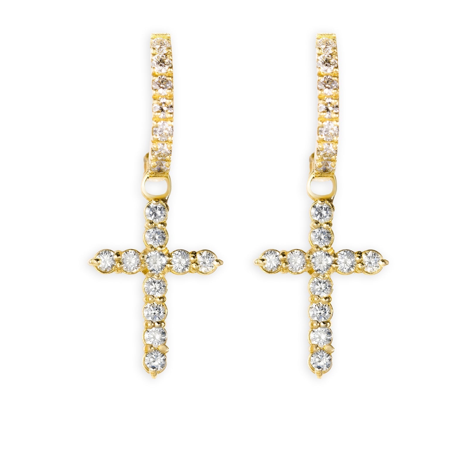 Diamond Cross Hanging Earrings