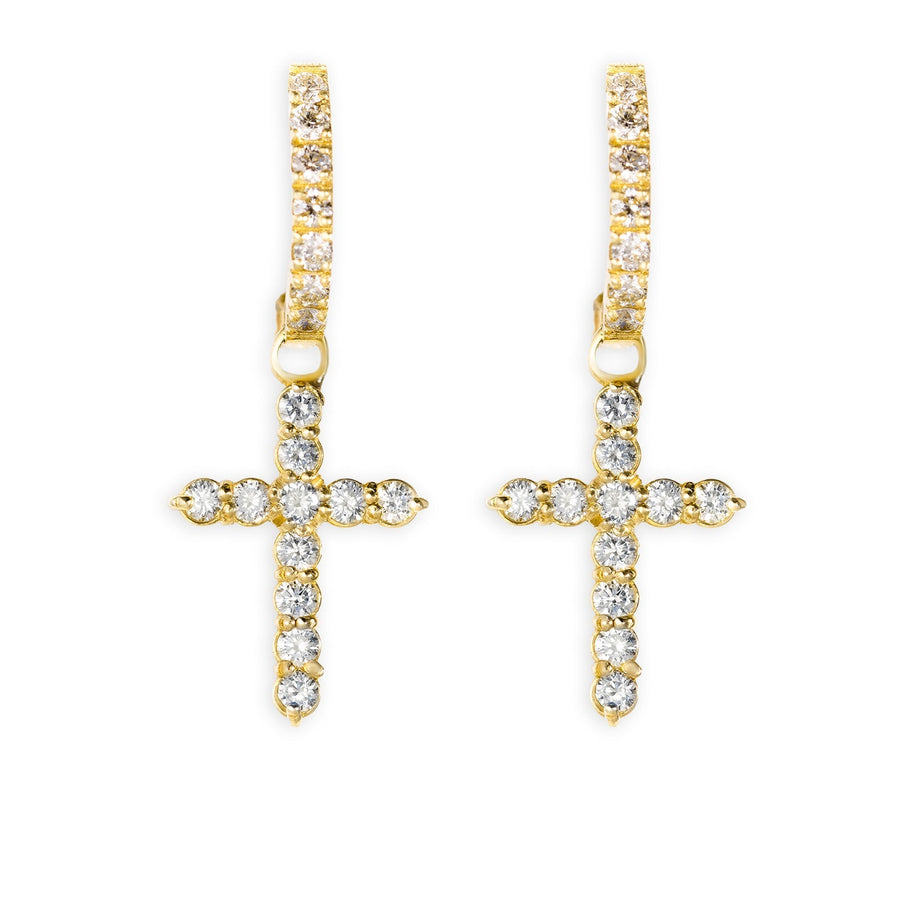 Diamond Cross Hanging Earrings