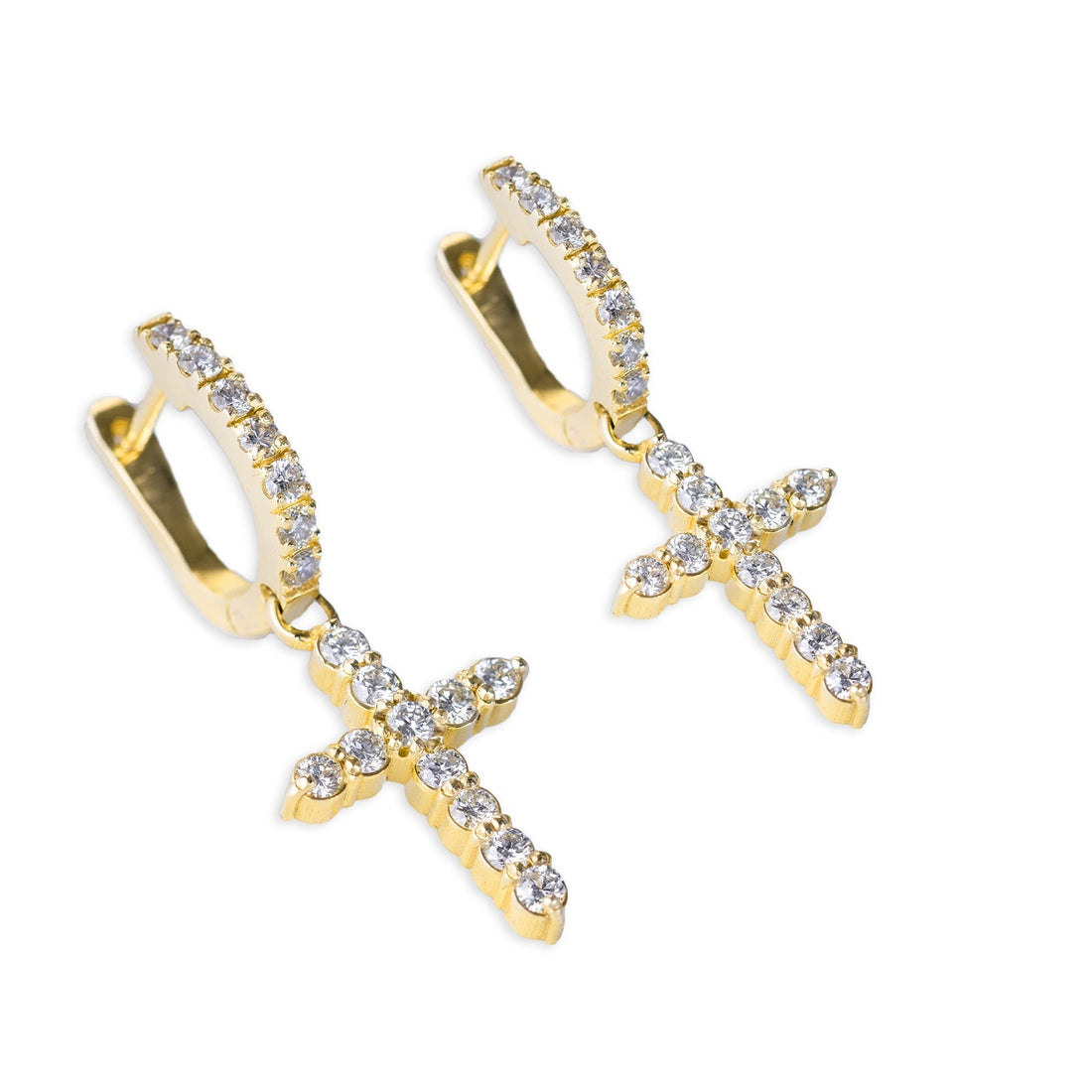 Diamond Cross Hanging Earrings