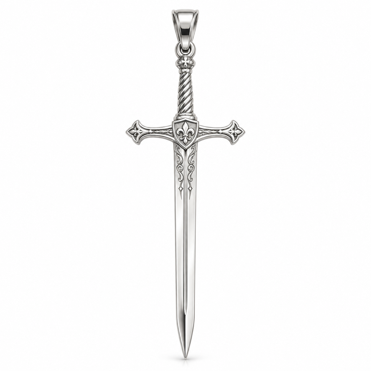 Crusader longsword solid gold pendant