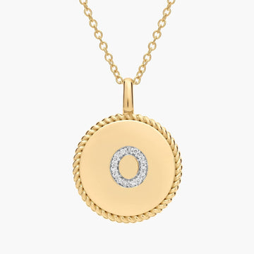 Pavé Diamond Letter O Initial Pendant in 14K Yellow Gold