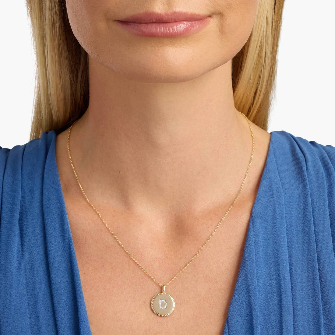 Pavé Diamond Letter D Initial Pendant in 14K Yellow Gold