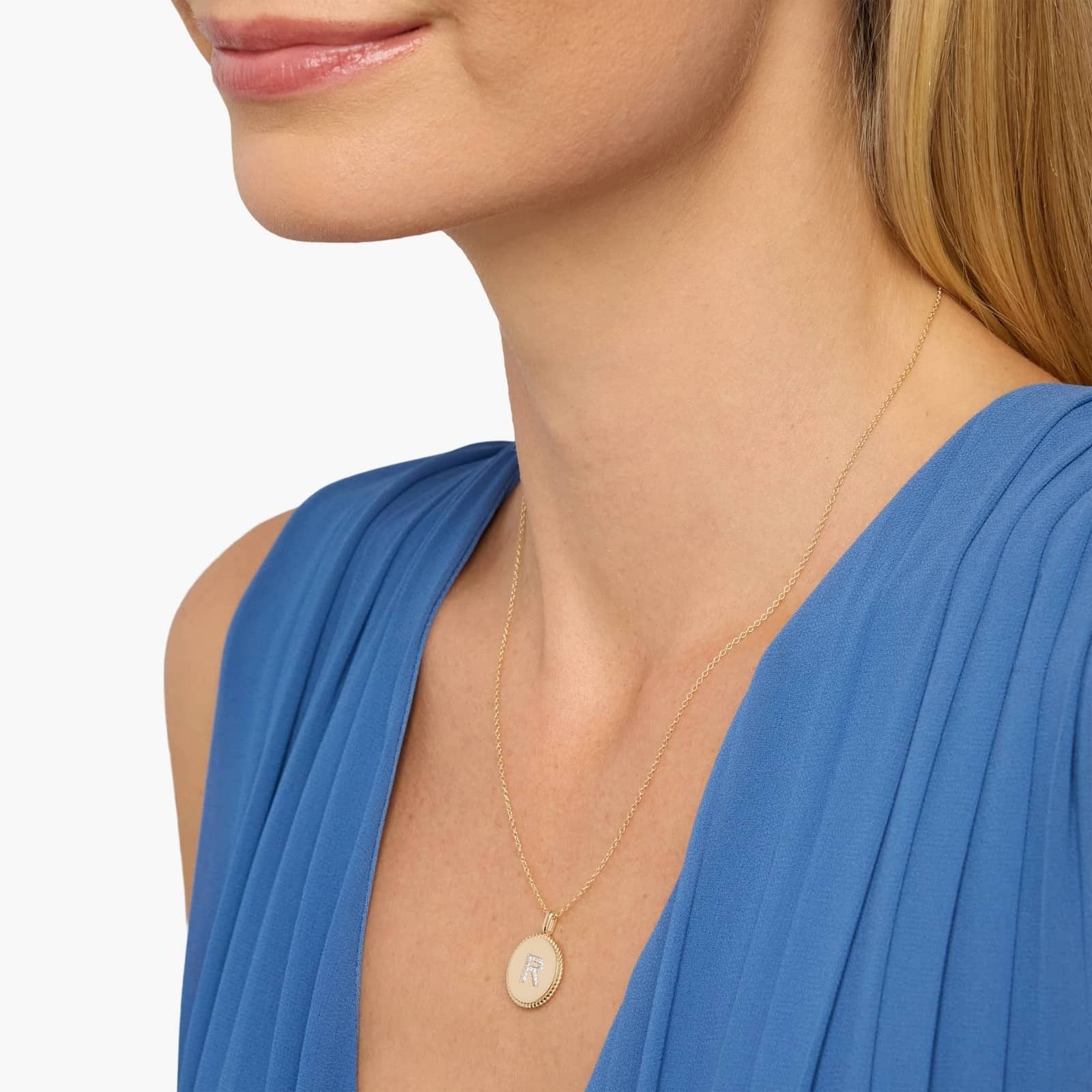 Pavé Diamond Letter S Initial Pendant in 14K Yellow Gold