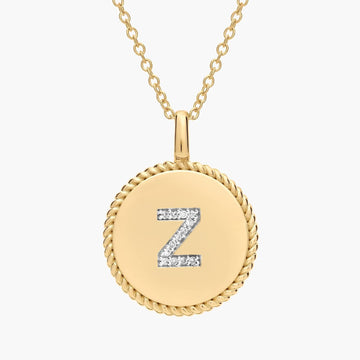 Pavé Diamond Letter Z Initial Pendant in 14K Yellow Gold