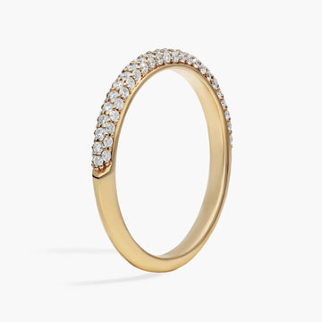 Trio Micropavé Diamond Wedding Ring in 18k Yellow Gold