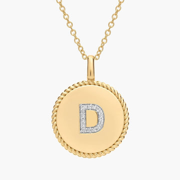 Pavé Diamond Letter D Initial Pendant in 14K Yellow Gold
