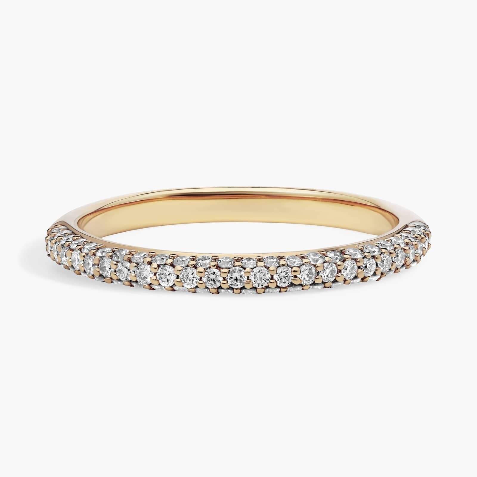Trio Micropavé Diamond Wedding Ring in 18k Yellow Gold