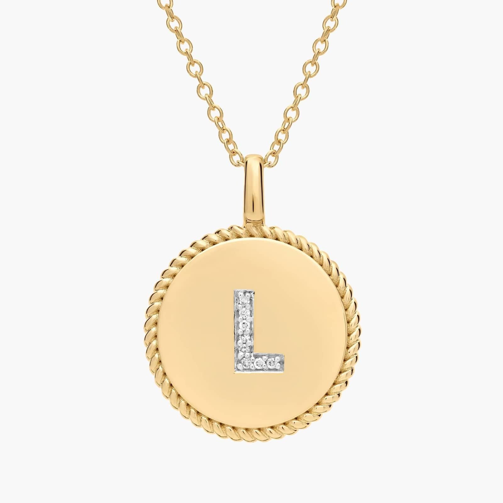 Pavé Diamond Letter L Initial Pendant in 14K Yellow Gold
