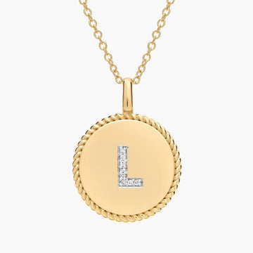 Pavé Diamond Letter L Initial Pendant in 14K Yellow Gold