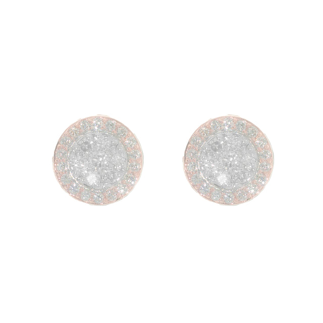 Two-Tone Diamond Earrings in 10K Rose and White Gold