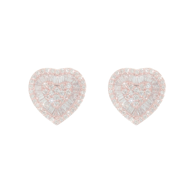 Diamond Heart Earrings in 10K Rose Gold (4.03g)