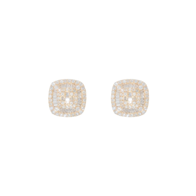 0.93 CTW Diamond & Baguette Earrings in 14K Yellow Gold