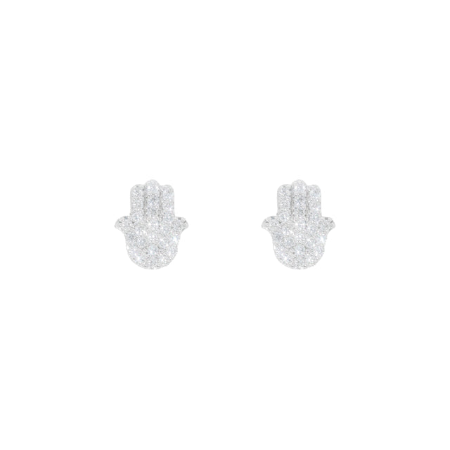 0.43 CTW Hamsa Diamond Earrings in 14K White Gold