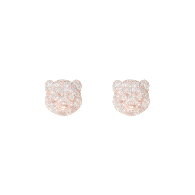 Bear Diamond Earrings in 14K Rose Gold
