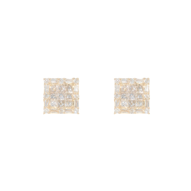 0.72 CTW Diamond & Baguette Earrings in 14K Yellow Gold