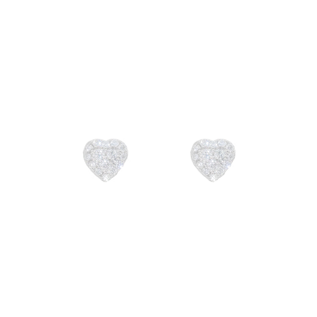 Diamond Heart Earrings in 14K White Gold