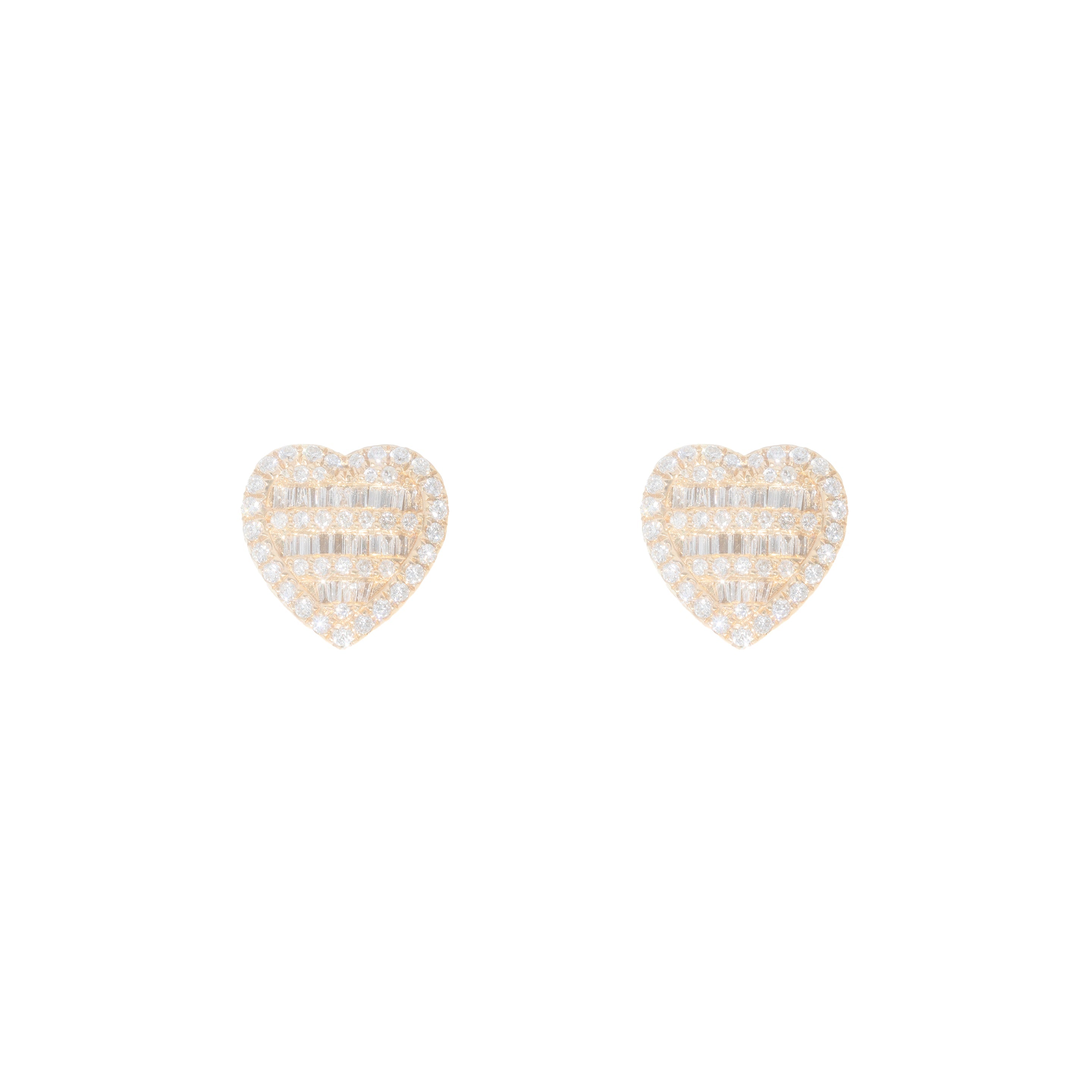 Heart Earring's With Diamond's & Baguette's