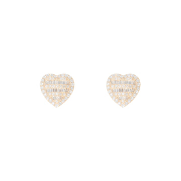 Heart Earring's With Diamond's & Baguette's