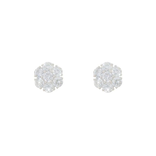 5.06 CTW Diamond Flower Earrings in 14K White Gold