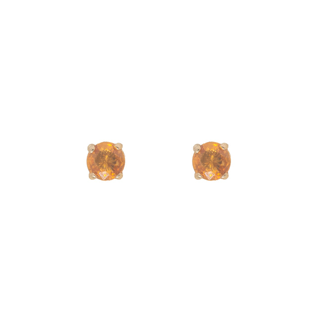 0.45 CTW Orange Sapphire Stud Earrings in 14K Yellow Gold