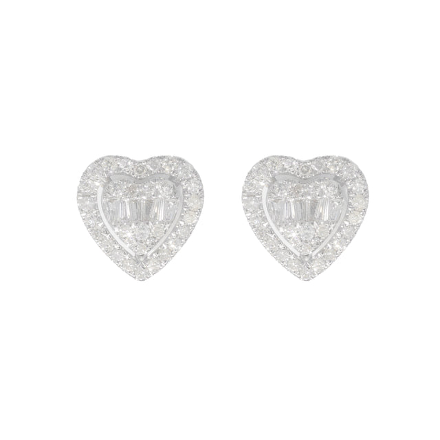 2.25 CTW Diamond Heart Earrings in 10K White Gold