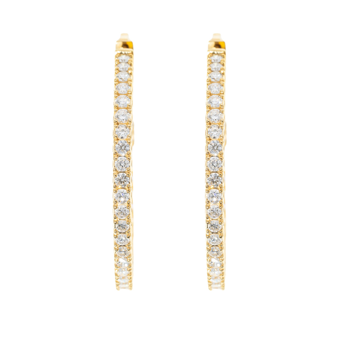 6.57ct lab-grown diamond hoop earrings – 14K yellow gold – 1Luxury Miami