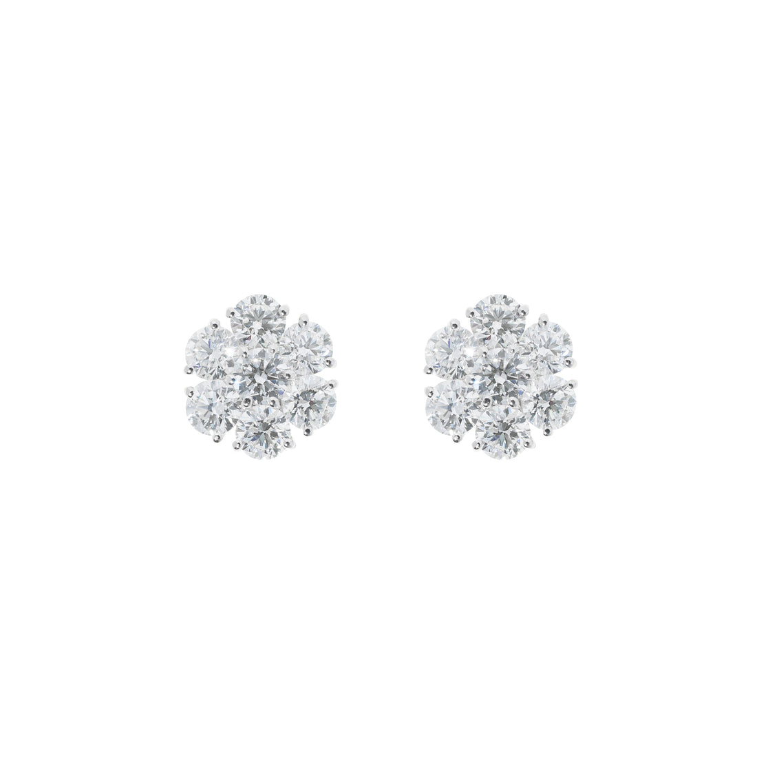 6.9ct lab-grown diamond flower earrings – 14K white gold – 1Luxury Miami