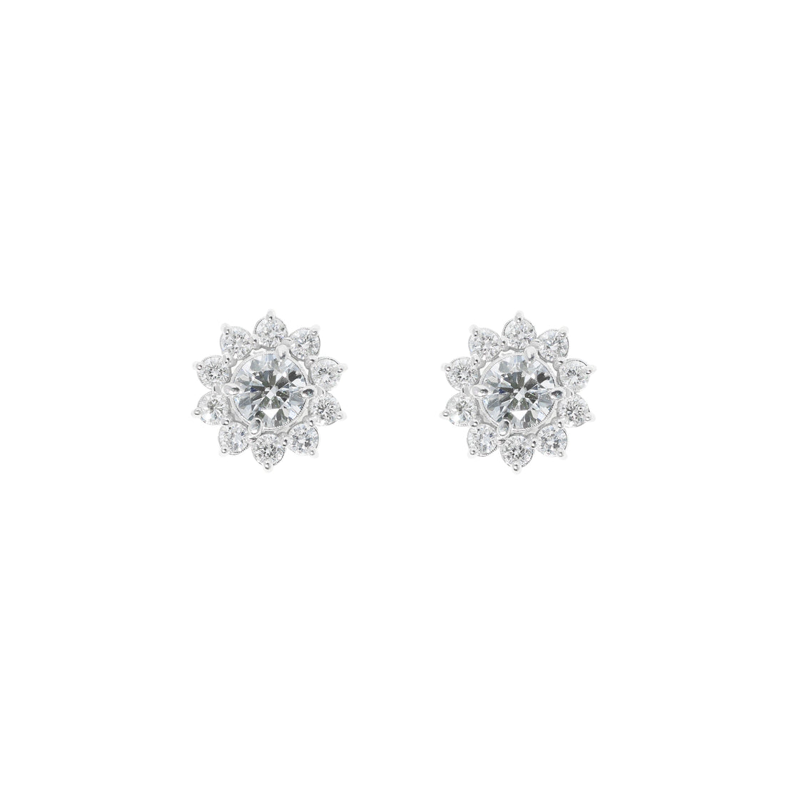 3.35ct lab-grown diamond flower earrings – 14K white gold – 1Luxury Miami