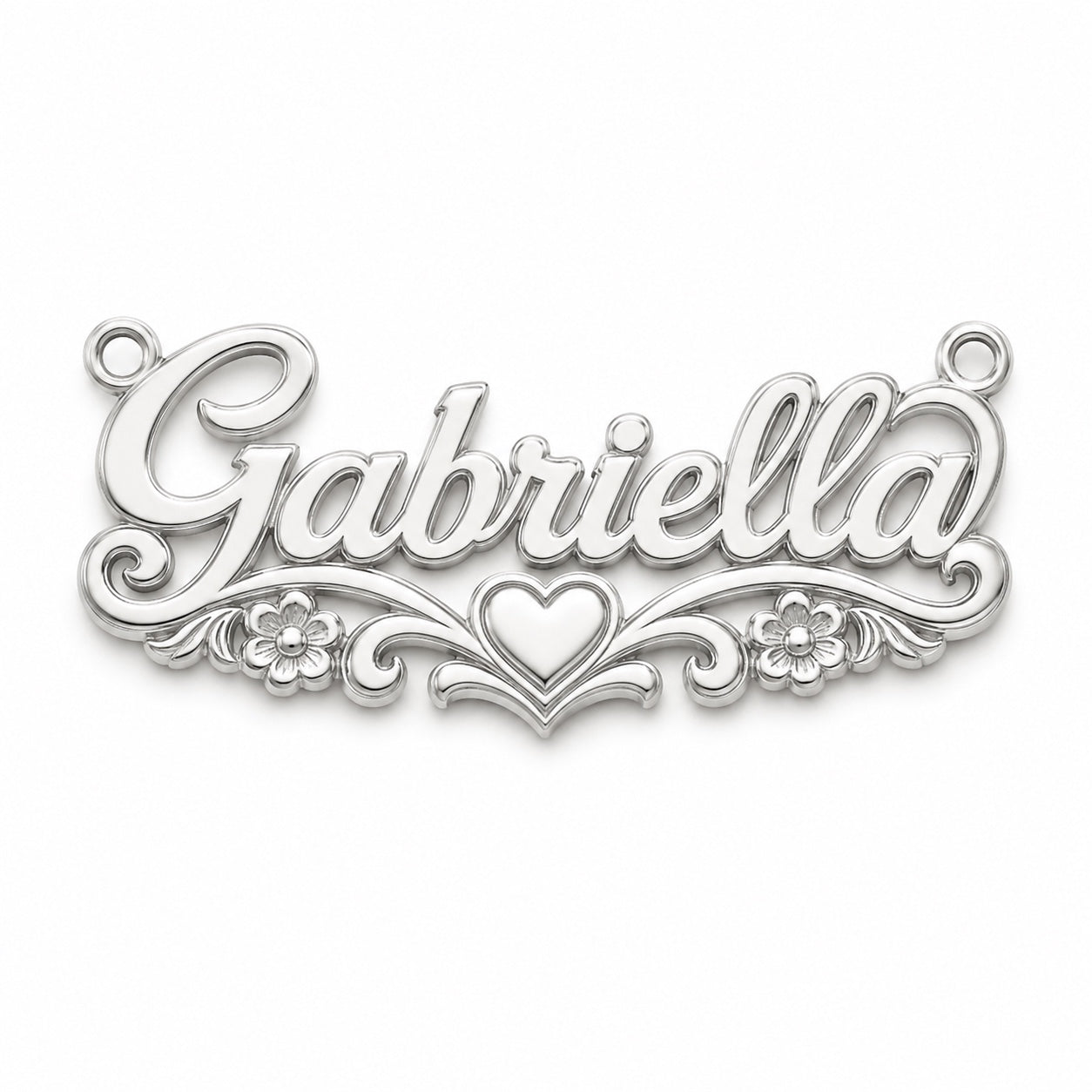 Example personalized 925 sterling silver name necklace in Gabriella style, chain included