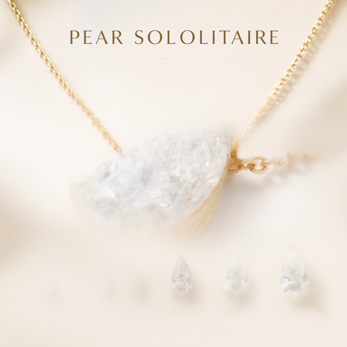 Pear-cut diamond solitaire necklace, gemstone and setting detail — AI-generated design representation