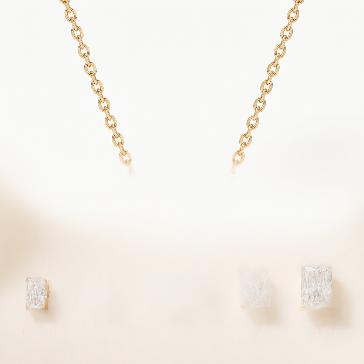 Radiant-cut diamond solitaire necklace in solid gold, catalog view — AI-generated design representation