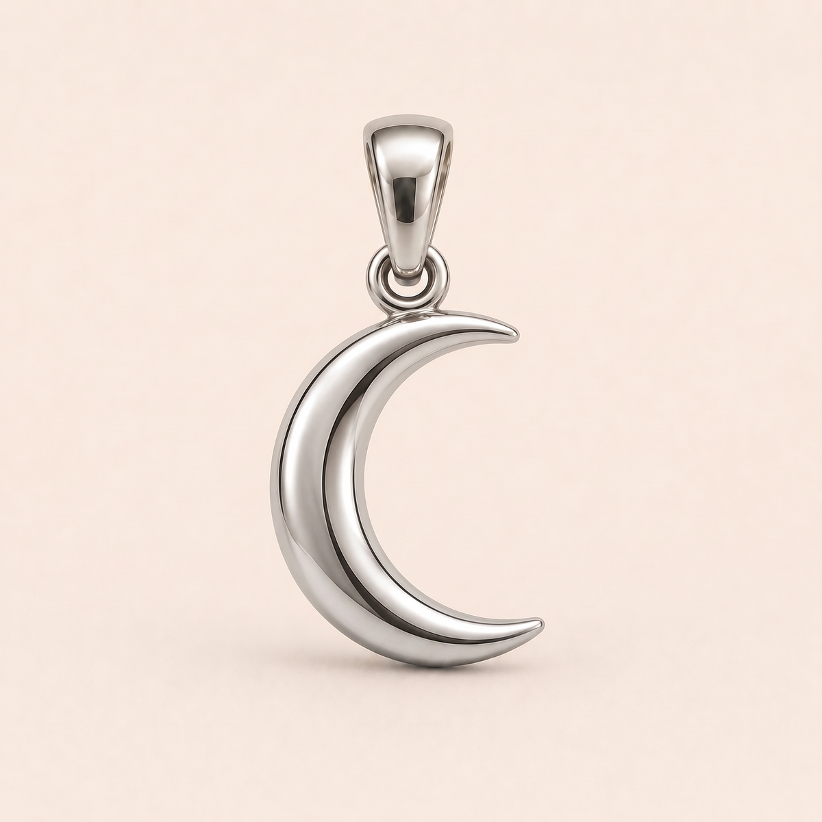 Mini Crescent Moon Pendant in white gold — AI-generated color variation rendering