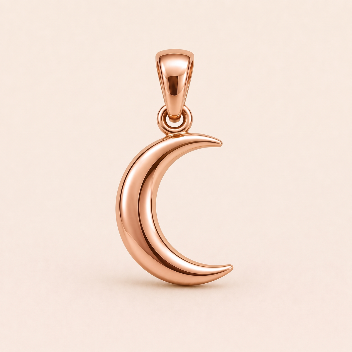 Mini Crescent Moon Pendant in rose gold — AI-generated color variation rendering