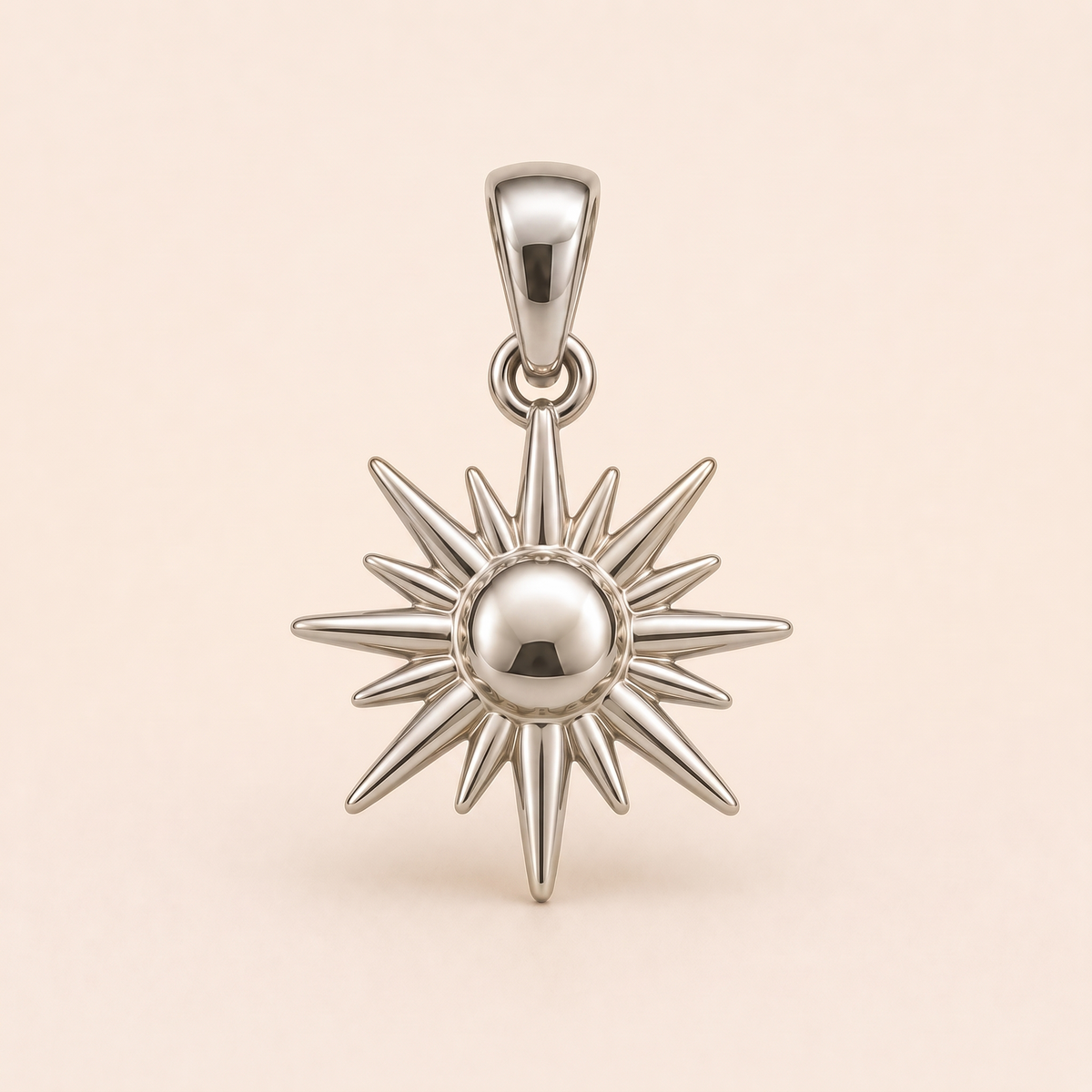 Mini Sunburst Pendant in white gold — AI-generated color variation rendering