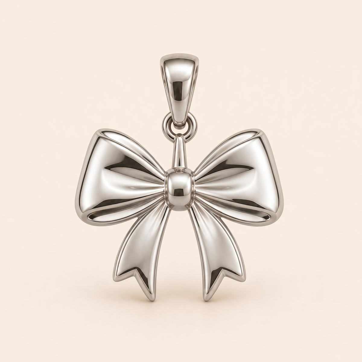 Mini Bow Pendant in white gold — AI-generated color variation rendering
