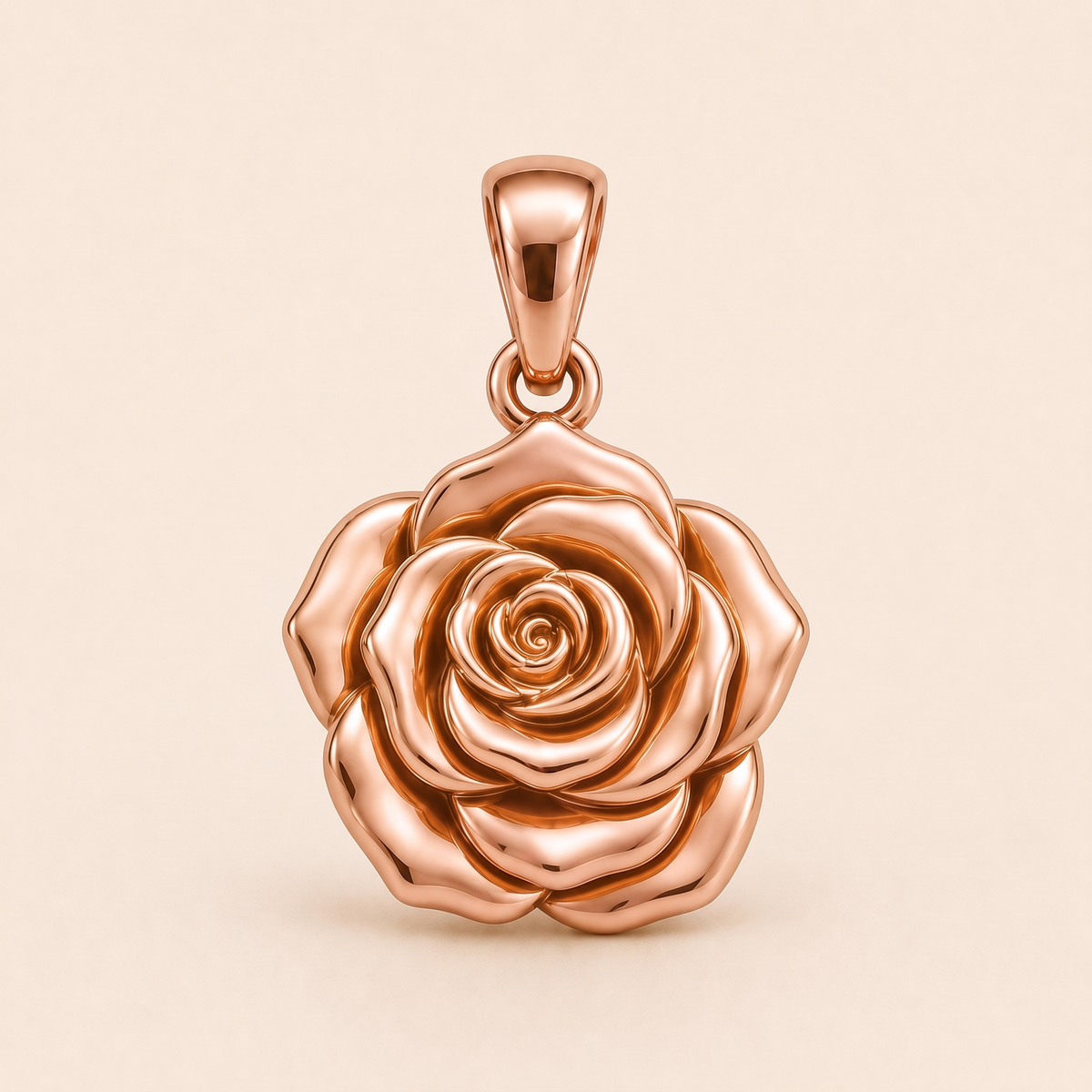 Mini Rose Pendant in rose gold — AI-generated color variation rendering