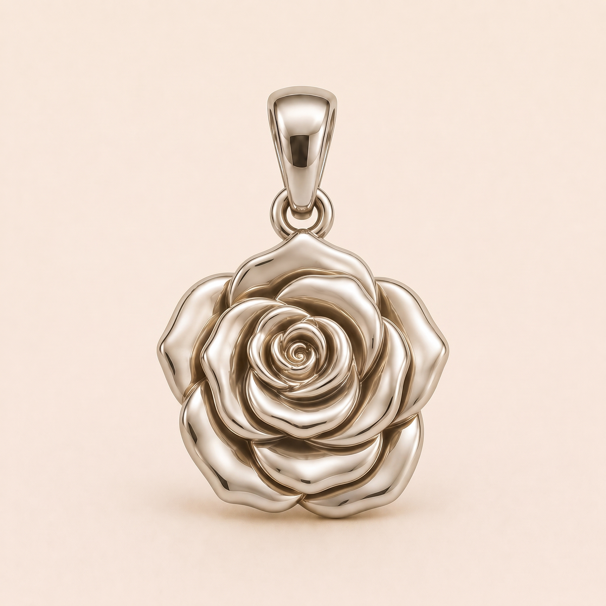 Mini Rose Pendant in white gold — AI-generated color variation rendering