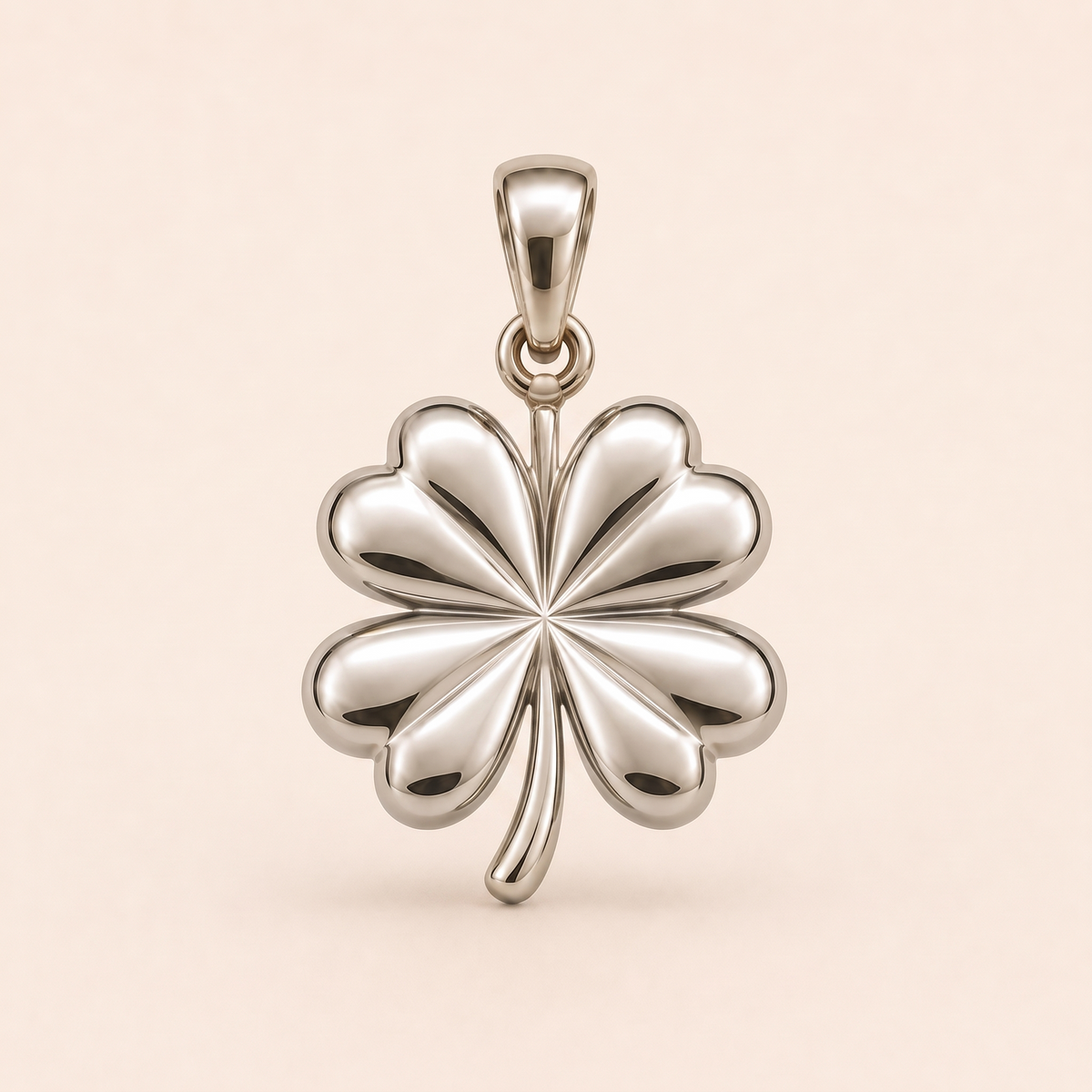 Mini Four-Leaf Clover Pendant in white gold — AI-generated color variation rendering