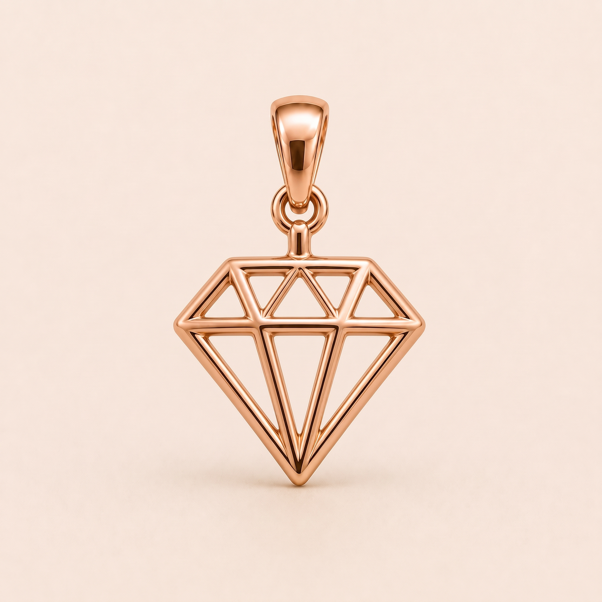 Mini Diamond Outline Pendant in rose gold — AI-generated color variation rendering