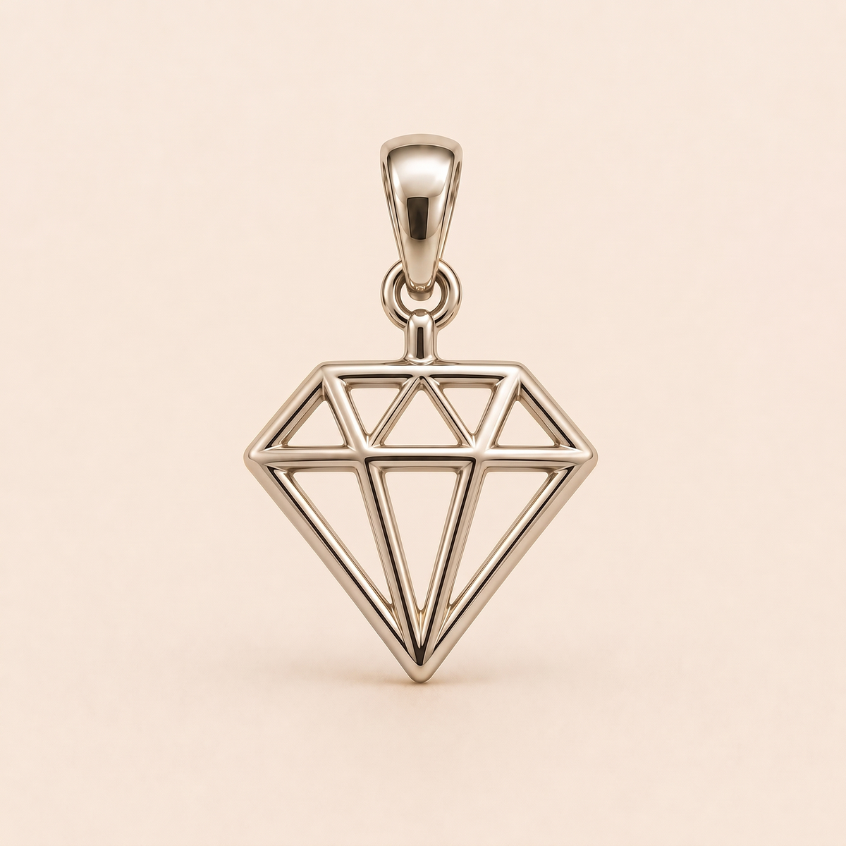 Mini Diamond Outline Pendant in white gold — AI-generated color variation rendering