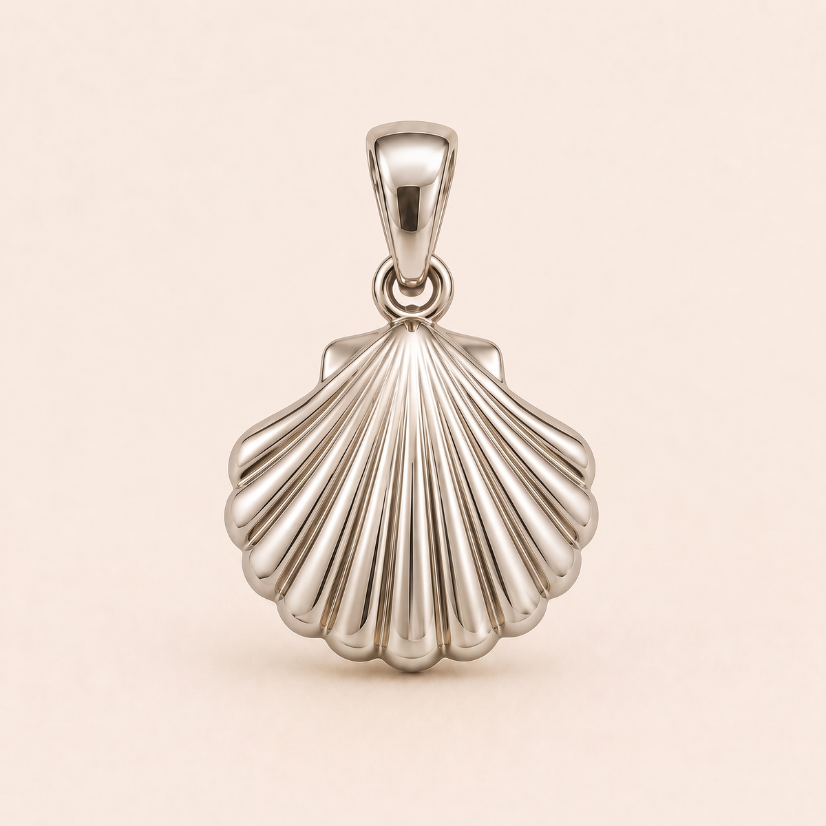 Mini Seashell Pendant in white gold — AI-generated color variation rendering