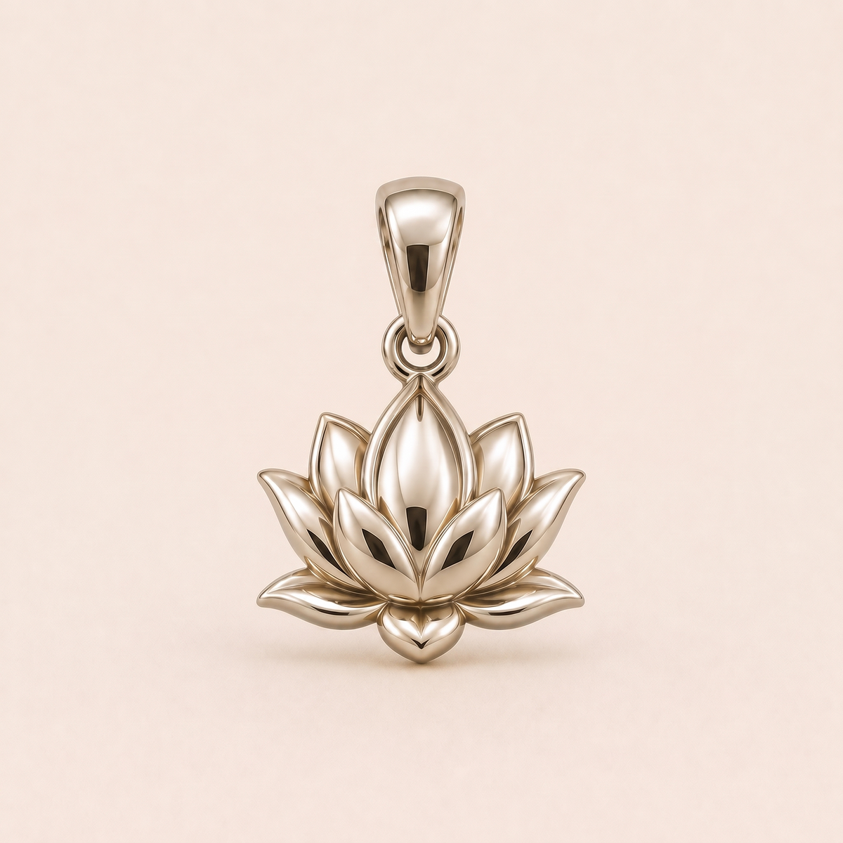 Mini Lotus Pendant in white gold — AI-generated color variation rendering