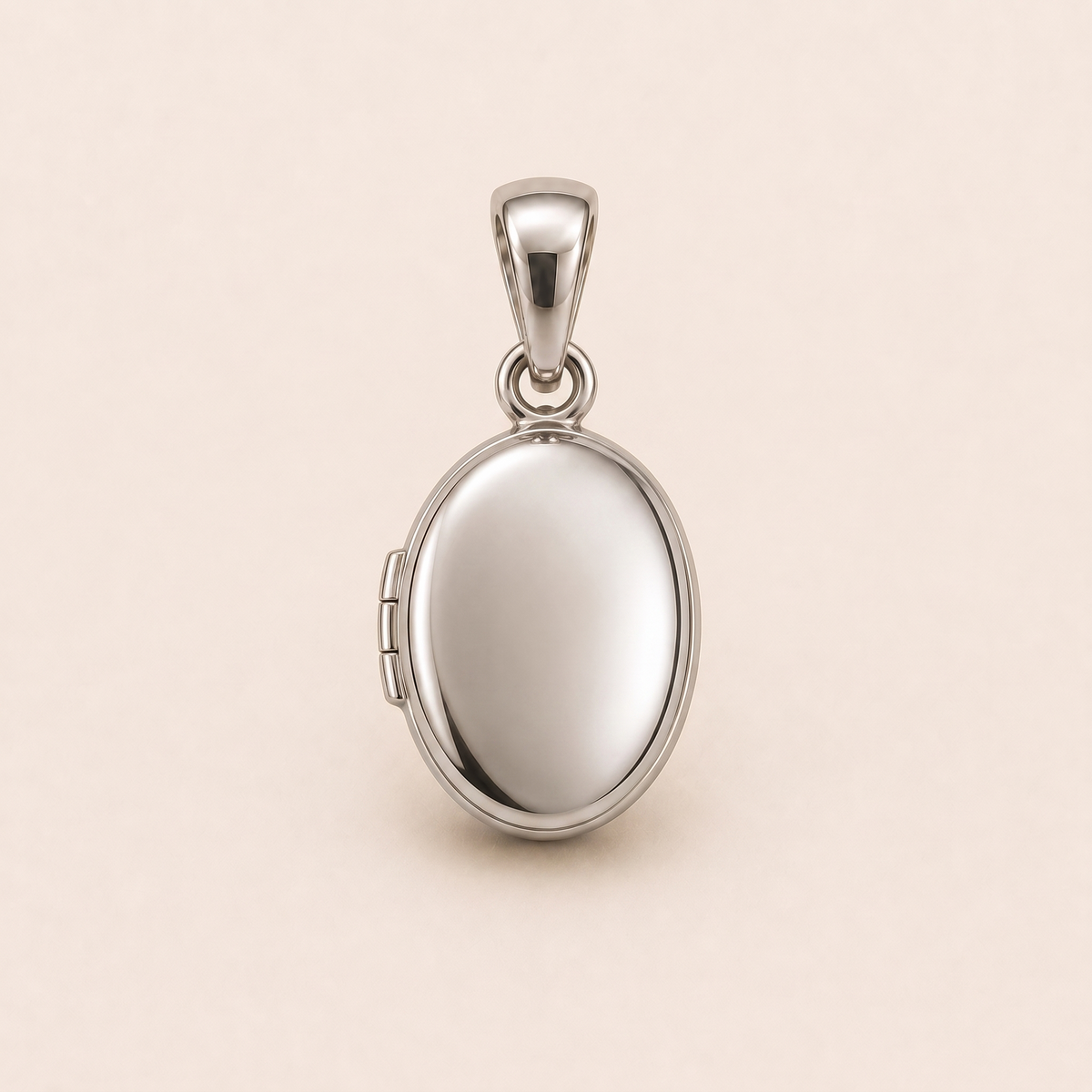 Mini Oval Locket Pendant in white gold — AI-generated color variation rendering