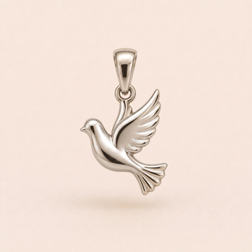 Dove pendant — reused white-gold design rendering for sterling silver